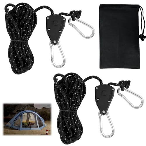 4mm Reflektierende Abspannseile Seil - 4M Leichte Abspannleine Zeltschnur mit Spanner Einsteller für Zelt, Zeltplane, Camping, Outdoor-Aktivitäten, Sicherheitsdesign mit hoher Sichtbarkeit von Vxiwscy
