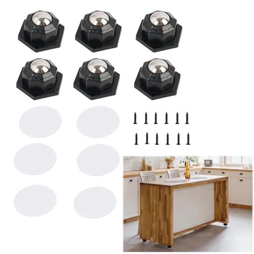 6 Stück Möbelrollen Klein, Selbstklebende Kugelrollen für Stahlperlen Möbel, 360° Drehbar, Tragfähigkeit 200Kg+, Geräuscharm, für Küchengeräte und Elektrogeräte und Vorratsbehälter, Schwarz von Vxiwscy