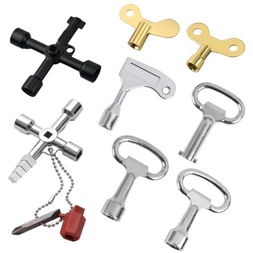 8 Stück Universalschlüssel Set, 4-Wege Service-Kreuzschlüssel, Dreiecksschlüssel und Vierkantschlüssel, Robust und Korrosionsbeständig, Geeignet Stromzähler, Wasserzähler, Aufzüge und Schaltschränke von Vxiwscy