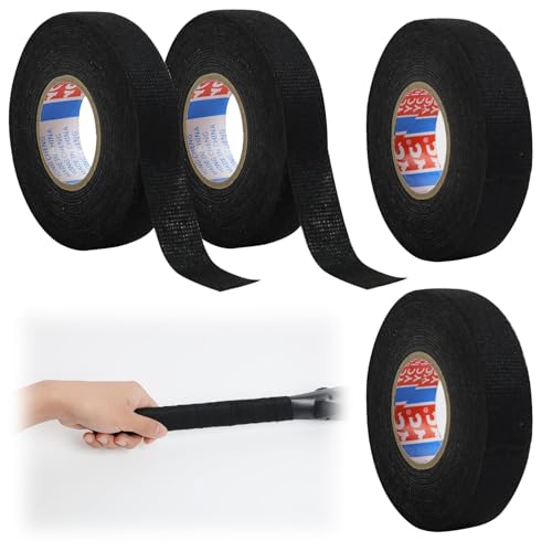 Vxiwscy 4 Rollen Hitzebeständiges Isolierband, 19mm x 15m, Schwarz, Hochleistungs-Gewebeband für Kabelbäume, Flammhemmend, Ideal für Haushalt, Kfz und Motorrad,Sicher und dauerhaftisolierband schwarz von Vxiwscy