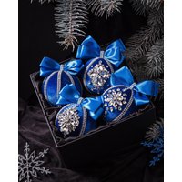 Blaue Weihnachtskugeln Ornamente Handgemachte Kugeln Weihnachtsdekoration Weihnachtskugel von VyTori