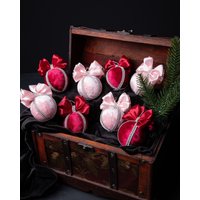 Burgund Weihnachtsschmuck Burgundy Handgemachte Kugeln Rosa Weihnachtsdekoration Weihnachtskugel Weihnachtskugeln Pink Ornamente von VyTori