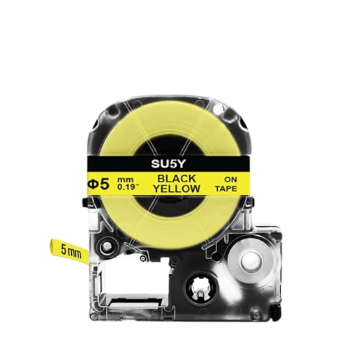 1pcs Wärmeschreinrohrkompatibel mit SU5S SU5Y SU3W SU3Y SU11S SU11Y3.5mm 5 mm 11mm Labelband funktioniert mit LW-300 LW-400-Etikettierer(5mm gelb) von Vyawnqe