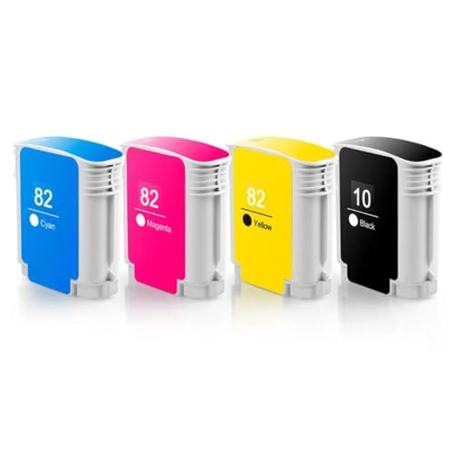 Vyawnqe 10 82 Tintenpatronenersatz für DesignJet 500 500ps Plus 800 800Ps 815 MFP 820 MFP Drucker Tintenversorgung(4pcs) von Vyawnqe