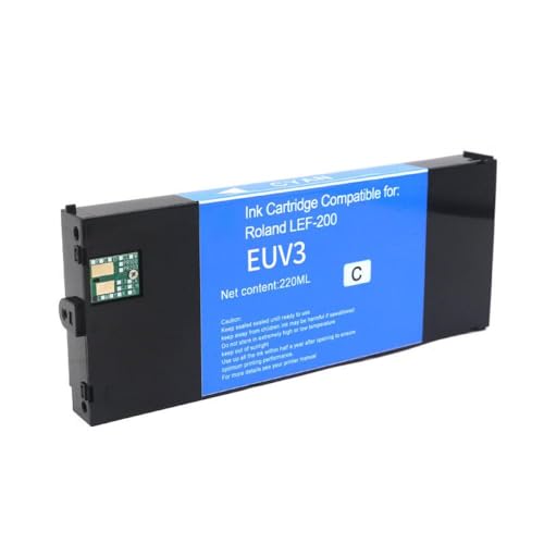 Vyawnqe 220 ml Tintenpatrone Eco EUV2 EUV3 EUV4 EUV5 kompatibel mit Roland-Druckern LEF-20 LEF-10 LEF-12 LEF-300 LEC-330 LEC-300 LEC540 inklusive Chip(Cyan) von Vyawnqe