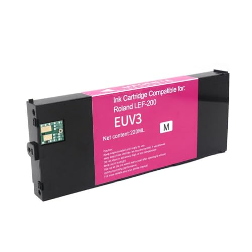 Vyawnqe 220 ml Tintenpatrone Eco EUV2 EUV3 EUV4 EUV5 kompatibel mit Roland-Druckern LEF-20 LEF-10 LEF-12 LEF-300 LEC-330 LEC-300 LEC540 inklusive Chip(Magenta) von Vyawnqe