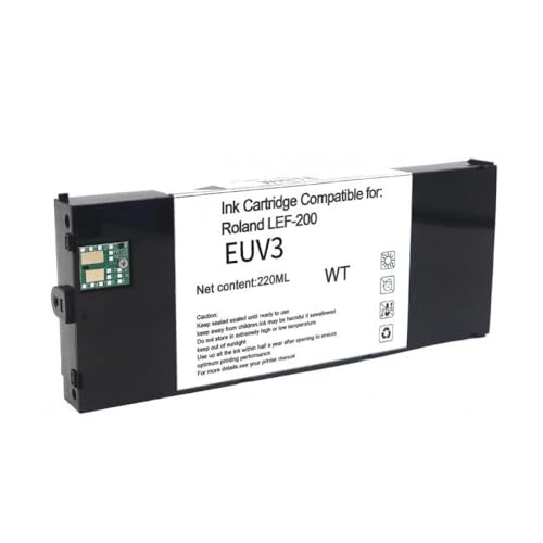Vyawnqe 220 ml Tintenpatrone Eco EUV2 EUV3 EUV4 EUV5 kompatibel mit Roland-Druckern LEF-20 LEF-10 LEF-12 LEF-300 LEC-330 LEC-300 LEC540 inklusive Chip(Weiß) von Vyawnqe