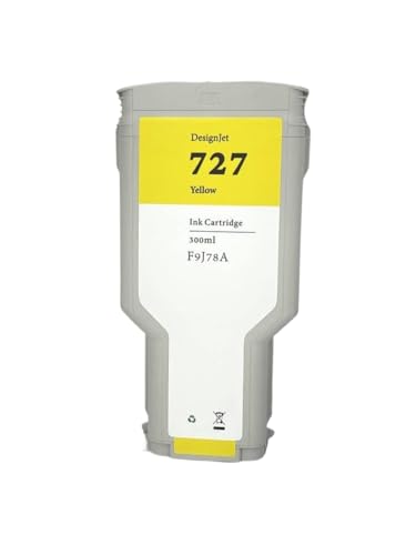 Vyawnqe 300 ml 727 kompatible überholte Tintenpatronenarbeit mit Designjet T920 T930 T1500 T1530 T2500 T2530 Drucker enthalten Chips(Farbe y 300 ml) von Vyawnqe