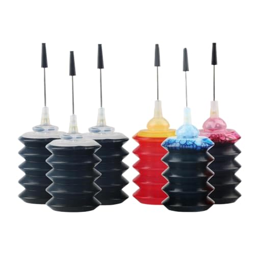 Vyawnqe Universal Nachfüllfarbstoff -Tintenkit kompatibel mit verschiedenen Druckermodellen für Tintenpatrone und CISS -Tintenbehältersysteme(6pcs) von Vyawnqe