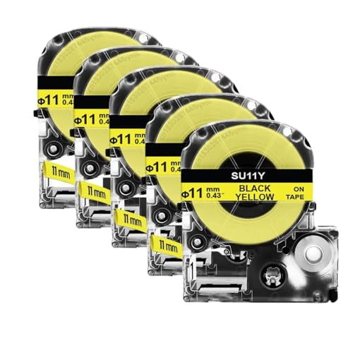 Vyawnqe Wärmeschreinrohr 5/10/20pk kompatibel mit SU5S SU5Y SU3W SU3Y SU11S SU11Y 3. 5/5/11mm für Etikettendrucker wie LW300 LW400(11mm gelb) von Vyawnqe