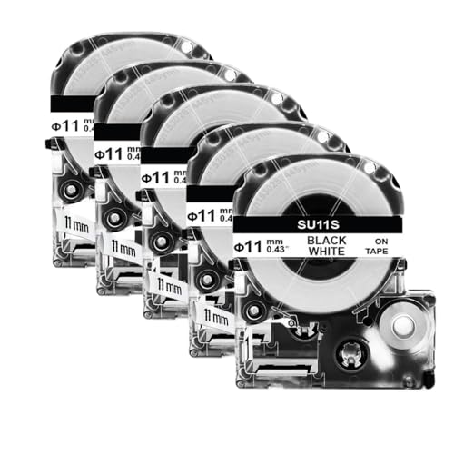 Vyawnqe Wärmeschreinrohr 5/10/20pk kompatibel mit SU5S SU5Y SU3W SU3Y SU11S SU11Y 3. 5/5/11mm für Etikettendrucker wie LW300 LW400(11mm weiß) von Vyawnqe