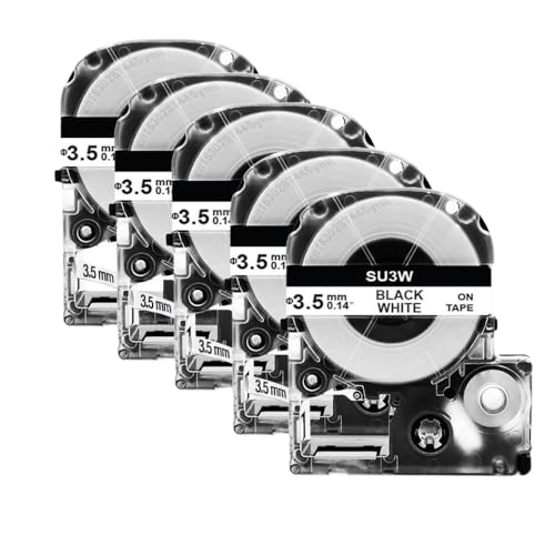 Vyawnqe Wärmeschreinrohr 5/10/20pk kompatibel mit SU5S SU5Y SU3W SU3Y SU11S SU11Y 3. 5/5/11mm für Etikettendrucker wie LW300 LW400(3,5 mm weiß) von Vyawnqe