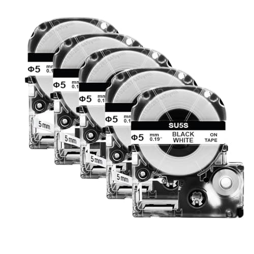 Vyawnqe Wärmeschreinrohr 5/10/20pk kompatibel mit SU5S SU5Y SU3W SU3Y SU11S SU11Y 3. 5/5/11mm für Etikettendrucker wie LW300 LW400(5mm weiß) von Vyawnqe