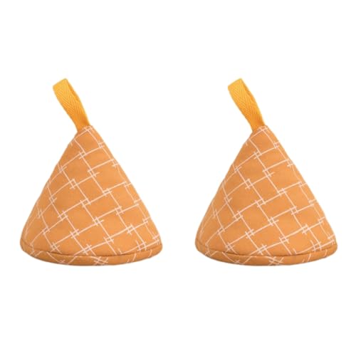 Vyloky 2er-Pack Dreieckige Universal-Topfdeckelgriffkappen Hitzebeständige Topfgriffe Sicher und langlebig Rutschfest (Orangefarbene Linien) von Vyloky