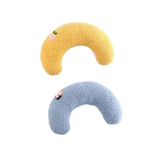 Vyloky 2er-Pack Katzenkuschelkissen, Katzenkissen, Plüschkätzchen, Katzen-Schlafkissen, strapazierfähiges Kauspielzeug (Gelb + Blau) von Vyloky