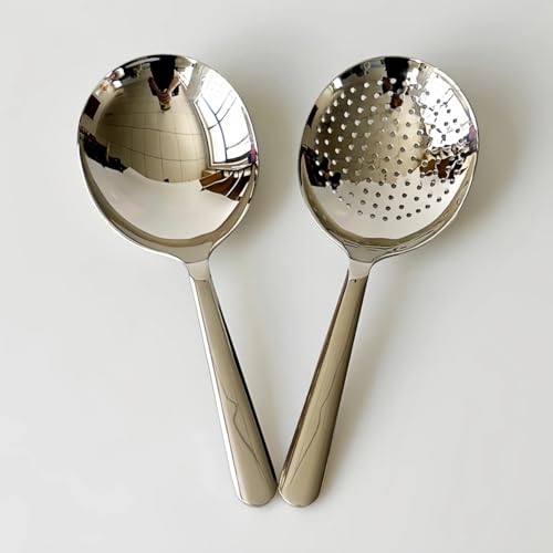 Vyloky 2er-Set Küchenlöffel: Suppenlöffel & Seiherlöffel aus Edelstahl, 19.5cm Länge, Spülmaschinenfest, Ergonomischer Griff für Komfortables Halten - Ideal für Haushalt & Restaurant Vyloky 2er-Set Küchenlöffel: Suppenlöffel & Seiherlöffel aus Edelstahl, 19.5cm Länge, Spülmaschinenfest, Ergonomischer Griff für Komfortables Halten - Ideal für Haushalt & Restaurant von Vyloky