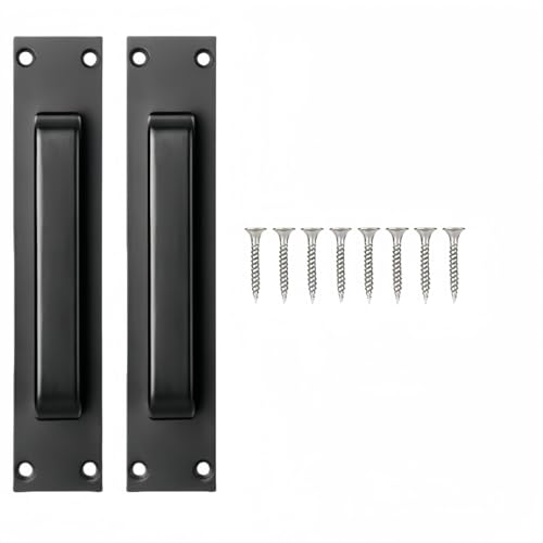 Vyloky 2er Set Türgriffe Aluminium mit Schrauben - Schrankgriffe für Schubladen, Schiebetüren & Gartentüren (Schwarz/Weiß) - Verstärkte Bodenplatte (Schwarz 2er Set) von Vyloky
