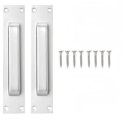 Vyloky 2er Set Türgriffe Aluminium mit Schrauben - Schrankgriffe für Schubladen, Schiebetüren & Gartentüren (Schwarz/Weiß) - Verstärkte Bodenplatte (Weiß 2er Set) von Vyloky