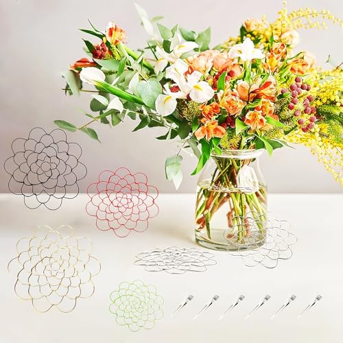 Vyloky 3 Stück Blumensparer-Stielhalter Blumen,Kenzan Igel Ikebana Blumenhalter Stielhalter Blumengitter für Vasen, 6 Entenschnabelklammern, DIY-Blumenarrangements (Schwarz-5 Zoll) von Vyloky