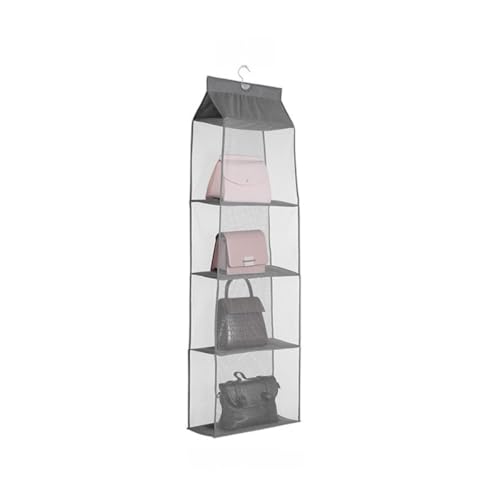 Vyloky Hängender Handtaschen Organizer Multifunktional Mit Sichtbarem Netz Beidseitig Zugänglich Für Aufbewahrung Im Kleiderschrank An Der Tür Oder Am Kleiderbügel (Grau,4) von Vyloky