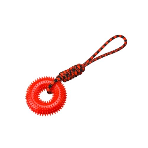 Vyloky Hundespielzeug Unterhaltung für Haustiere Plüschspielzeug für Welpen Beißhilfe Langlebiges Kauspielzeug Mit Quietscher Hundespielzeug mit Ring (Rot) von Vyloky