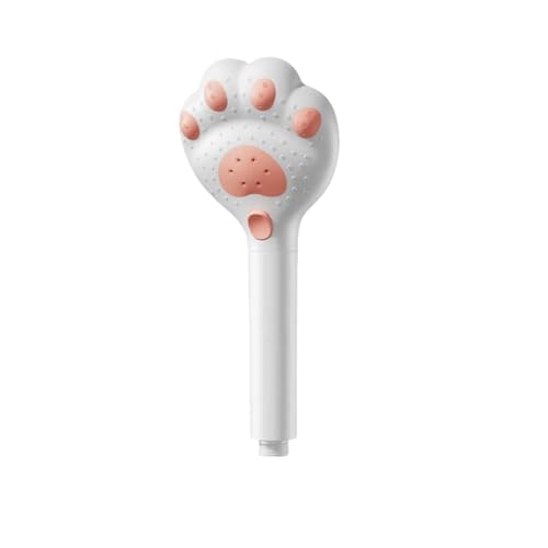 Vyloky Katzenpfoten Duschkopf mit Filter – 3 Druck Modi (Mix, Sprüh, Stark) – Weiche Silikondüsen verstopfungsfrei – Einfach reinigen – 11cm – Schwarz/Weiß/Rosa (Weiß,Mit Filter) von Vyloky