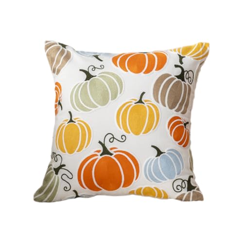 Vyloky Kissenbezug Herbstdeko Canvas mit Stickerei Halloween Kürbis Design Baumwolle Sofakissen Wohnkissen 44x44cm für Wohnzimmer Schlafzimmer (Kürbisse Vyloky Kissenbezug Herbstdeko Canvas mit Stickerei Halloween Kürbis Design Baumwolle Sofakissen Wohnkissen 44x44cm für Wohnzimmer Schlafzimmer (Kürbisse von Vyloky