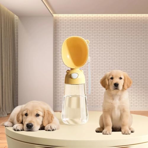 Vyloky Outdoor-Wasserbecher für Hunde 550ml - Auslaufsicher - mit Fressnapf - Ultraleicht und tragbar für Einhandbedienung - für Hundespaziergänge/Wandern/Reisen (Gelb,550ml) von Vyloky