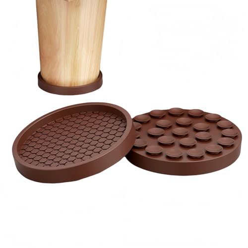 Vyloky rutschfeste Möbelgleiter aus Gummi (Φ5cm/7.5cm) – 8 Stück universelle Boden-Schutzpads für Fliesen & Möbelrollen mit Extra-Haftung (8X Rund Antirutsch-Saugpad braun 7,5cm) von Vyloky