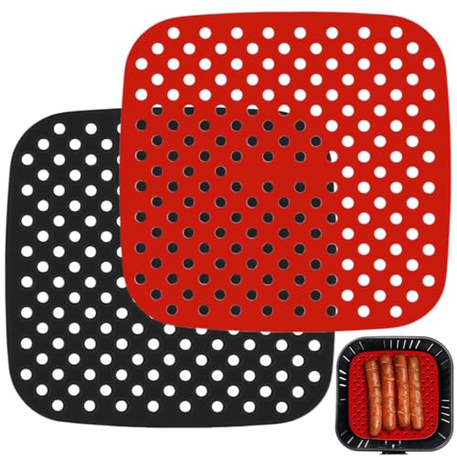 2 Stück Air Fryer Matten Liners,Silikonmatte Airfryer Liner Antihaftbeschichtung,19×19cm Wiederverwendbar Luftfritteuse Liner,Luftfritiereinlagen Matten,Silikon Luftfritteuse Pad,für Ofen,Mikrowelle 2 Stück Air Fryer Matten Liners,Silikonmatte Airfryer Liner Antihaftbeschichtung,19×19cm Wiederverwendbar Luftfritteuse Liner,Luftfritiereinlagen Matten,Silikon Luftfritteuse Pad,für Ofen,Mikrowelle von Vylro
