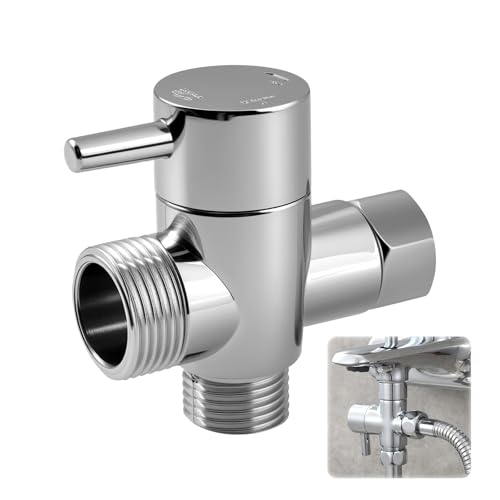 3 Wege Umschaltventil,G 1/2 Zoll Umschaltventil Dusche,Massives Messing Brause Dreiwegeventile,T Adapter Dusche Umschalte,Wasserhahn Umschaltventil,Chrom Poliert,für Waschbecken,Duschspray,Toiletten von Vylro
