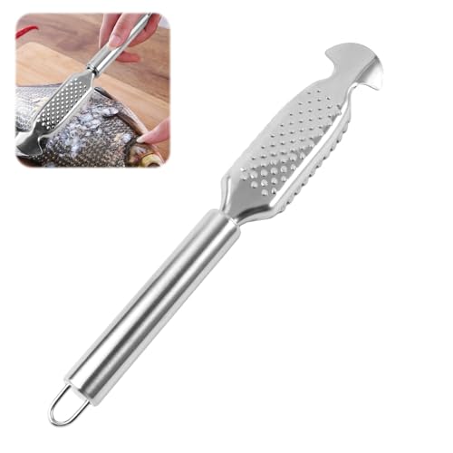 3-in-1 Multifunktionaler Fischschuppenschaber,Entschupper für Fisch 23×3.5cm,Profi Scaler Scraper,Profi Fischschuppen Entferner Edelstahl 304,Fischentschupper Sägezahn Garnelen,Lachs und Große Fische von Vylro