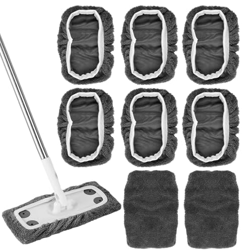 8 Stück Trockene Feuchte Bodentücher,24.4×11.5cm Wiederverwendbar Bodentücher,Bodenwischer Tücher Bezug,Tücher Bodenwischer,Abnehmbare und Waschbare Mikrofaser Wischmopp Bezug,für Hartböden,Holzböden von Vylro