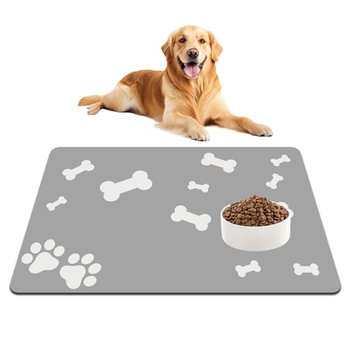 Hundenapf Unterlage Saugfähige,60x40cm Saugfähige Schnelltrocknend Hundenapf Unterlage,Saugfähig Schnelltrocknend Futtermatten für Haustier,Haustier Futternapf Unterlagen für Katzen,Hunde,Hamster von Vylro