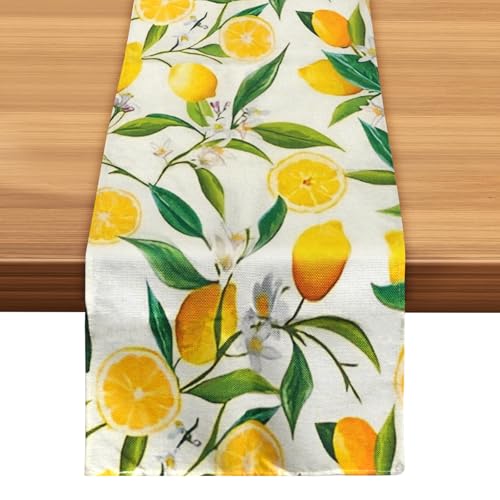 Tischläufer Zitrone Leinen, 33 x 183cm Tischläufer Gelb Zitrone Pflanzen Tischdeko, Tischband Küche Zitronenmotiv, Zitronengelb Tischband Modern für Essen, Buffetpartys und Camping, Hochzeit Tischläufer Zitrone Leinen, 33 x 183cm Tischläufer Gelb Zitrone Pflanzen Tischdeko, Tischband Küche Zitronenmotiv, Zitronengelb Tischband Modern für Essen, Buffetpartys und Camping, Hochzeit von Vylro
