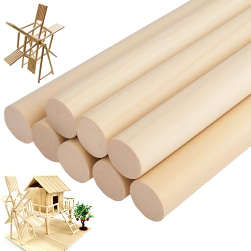 Vylro 8 Stück Rundholz 20mm Durchmesser,2cm×30cm Natürliche Rundstab Holz,Runde Makramee-Holzstäbe,Rundholz Holzstab für Kunst und Heimwerker,Basteln,Gestufte Kuchenstütze und Hochzeitsbandstäbe von Vylro