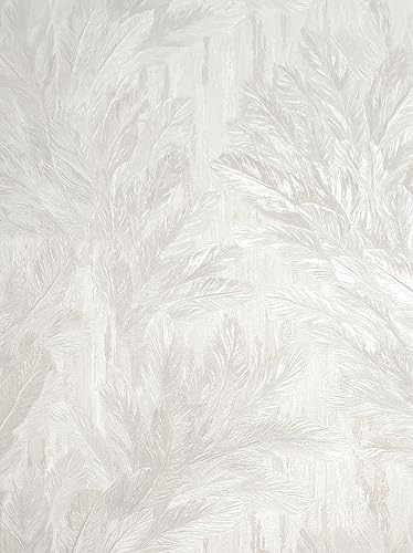 Vymura Gianni M95693 schwere Vinyltapete mit Feder, warmes Elfenbein von Vymura