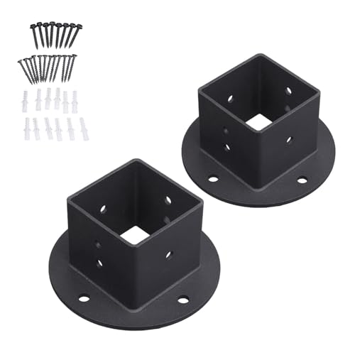 6 Stück tragbare stabile Stahlpfosten-Basisanker pulverbeschichtet für Zaungeländer, Paneelpavillons und Pergolen, quadratische Basis Pfostenhalter von Vynetra