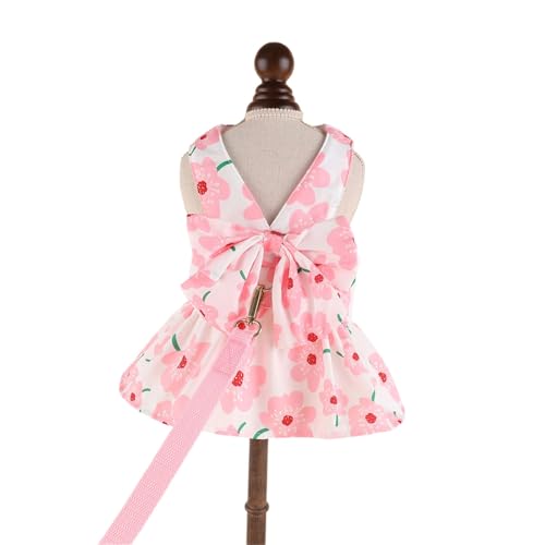 Haustierkleid mit Schleife, für kleine Hunde, modische Hundekleidung mit Leine für kleine Haustiere, Aktivität, Katzen, Prinzessinnen von Vynetra
