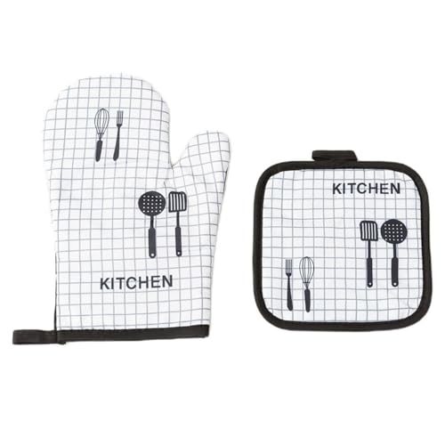 Küchen- und Mikrowellen-Isolationshandschuhe mit Matte, zum Kochen, Backen, Ofenhandschuhe, Topflappen, Pad zum Kochen, Grillen, Küchenwerkzeug von Vynetra