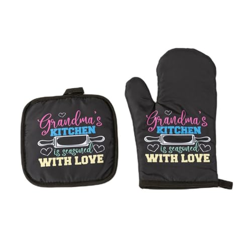 Küchen- und Mikrowellen-Isolationshandschuhe mit Matte, zum Kochen, Backen, Ofenhandschuhe, Topflappen, Pad zum Kochen, Grillen, Küchenwerkzeug von Vynetra