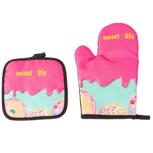 Küchen- und Mikrowellen-Isolationshandschuhe mit Matte, zum Kochen, Backen, Ofenhandschuhe, Topflappen, Pad zum Kochen, Grillen, Küchenwerkzeug von Vynetra