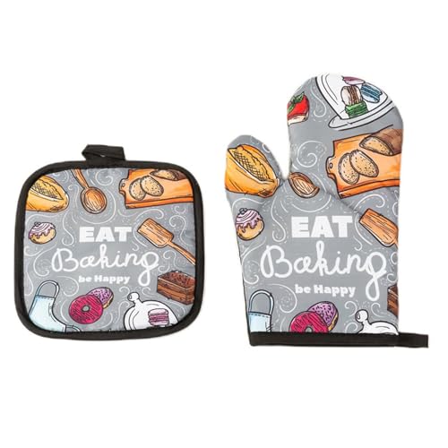 Küchen- und Mikrowellen-Isolationshandschuhe mit Matte, zum Kochen, Backen, Ofenhandschuhe, Topflappen, Pad zum Kochen, Grillen, Küchenwerkzeug von Vynetra