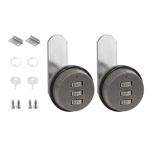 Mehrzweck-Nocken mit 3-stelliger Kombination für Briefkasten und Schrankschublade, robuste Zinklegierung, Zinklegierung, 2 Stück von Vynetra