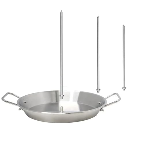 Multifunktionaler vertikaler Fleischspieße, Ständer, Edelstahl-Konstruktion, 3 Spikes, Grillpfanne, inklusive Gestell, Spieße, Zubehör von Vynetra
