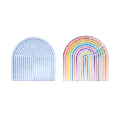 Regenbogen-Tablett, Silikonharz-Form und einfach zu bedienende gestreifte Paletten-Epoxid-Form, dekoratives Tablett für Obst von Vynetra