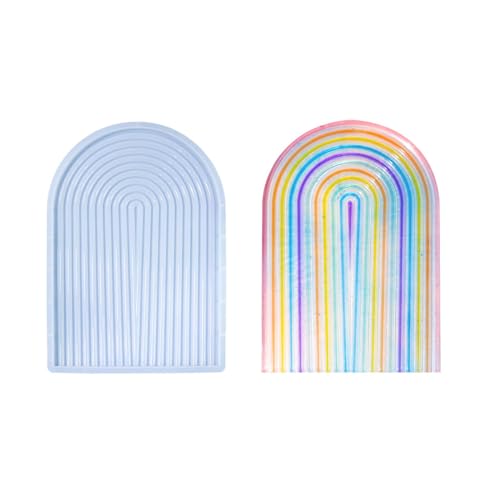 Regenbogen-Tablett, Silikonharz-Form und einfach zu bedienende gestreifte Paletten-Epoxid-Form, dekoratives Tablett für Obst von Vynetra