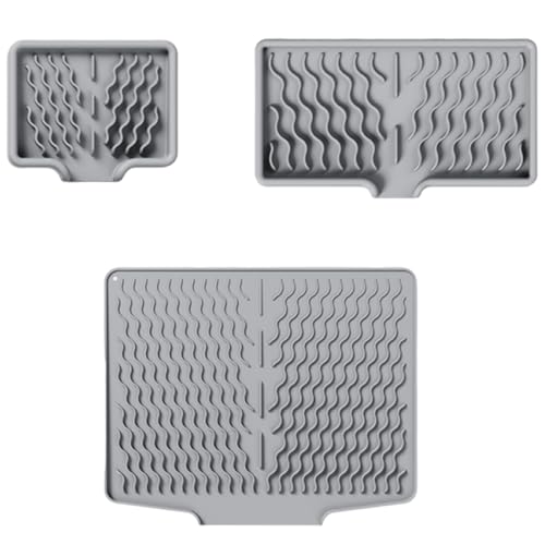 Silikon-Abtropfmatte für Küchenarbeitsplatten, rutschfestes Design, Wasserfließen, abgeschrägtes Abtropfgestell, hitzebeständiger Schutz, Küchenspüle, Drainagematte mit Design von Vynetra