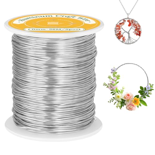 VynyQoo 1mm Basteldraht, 56M Biegbar Flexibel Silber Aluminiumdraht, Schmuckdraht, Silberdraht zum Basteln Für DIY Blumenarrangements, Skulpturen, Bastelmaterialien, Schmuckherstellung, Weben (Silber) VynyQoo 1mm Basteldraht, 56M Biegbar Flexibel Silber Aluminiumdraht, Schmuckdraht, Silberdraht zum Basteln Für DIY Blumenarrangements, Skulpturen, Bastelmaterialien, Schmuckherstellung, Weben (Silber) von VynyQoo