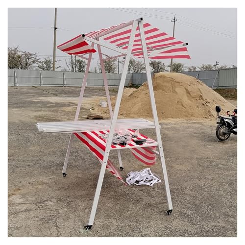 Vyrata straßenverkäufer wagen Faltbarer Verkaufswagen, Kreativer Marktstand Aus Eisen, Tragbarer Lebensmittel-Ausstellungsstand, Kommerzieller Kioskstand for Straßensnacks(Red,43.3x79/110x200cm) von Vyrata
